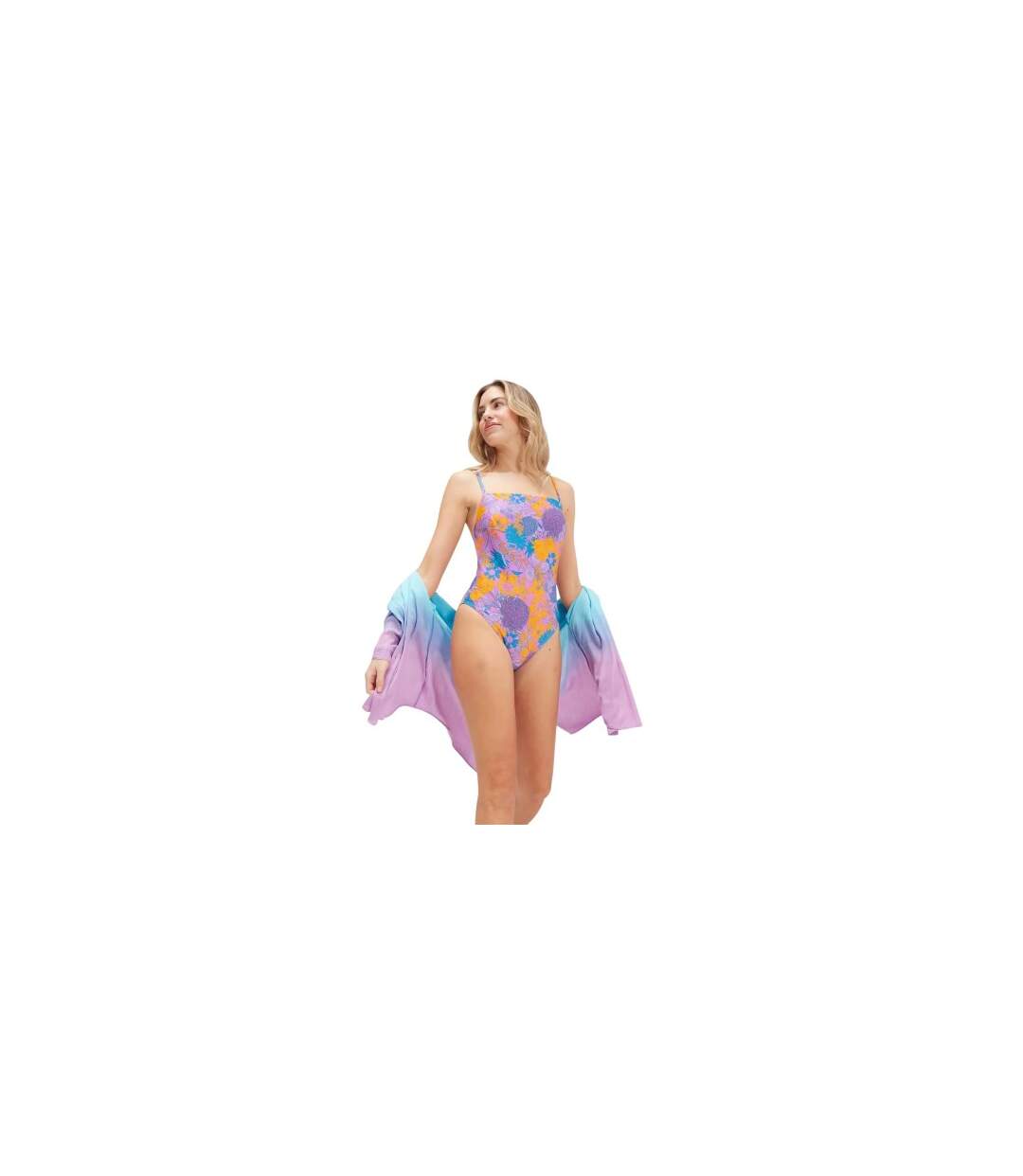 Maillot De Bain 1 Pièce Motif/style Floral Femme Violet Jaune Floral Speedo-1