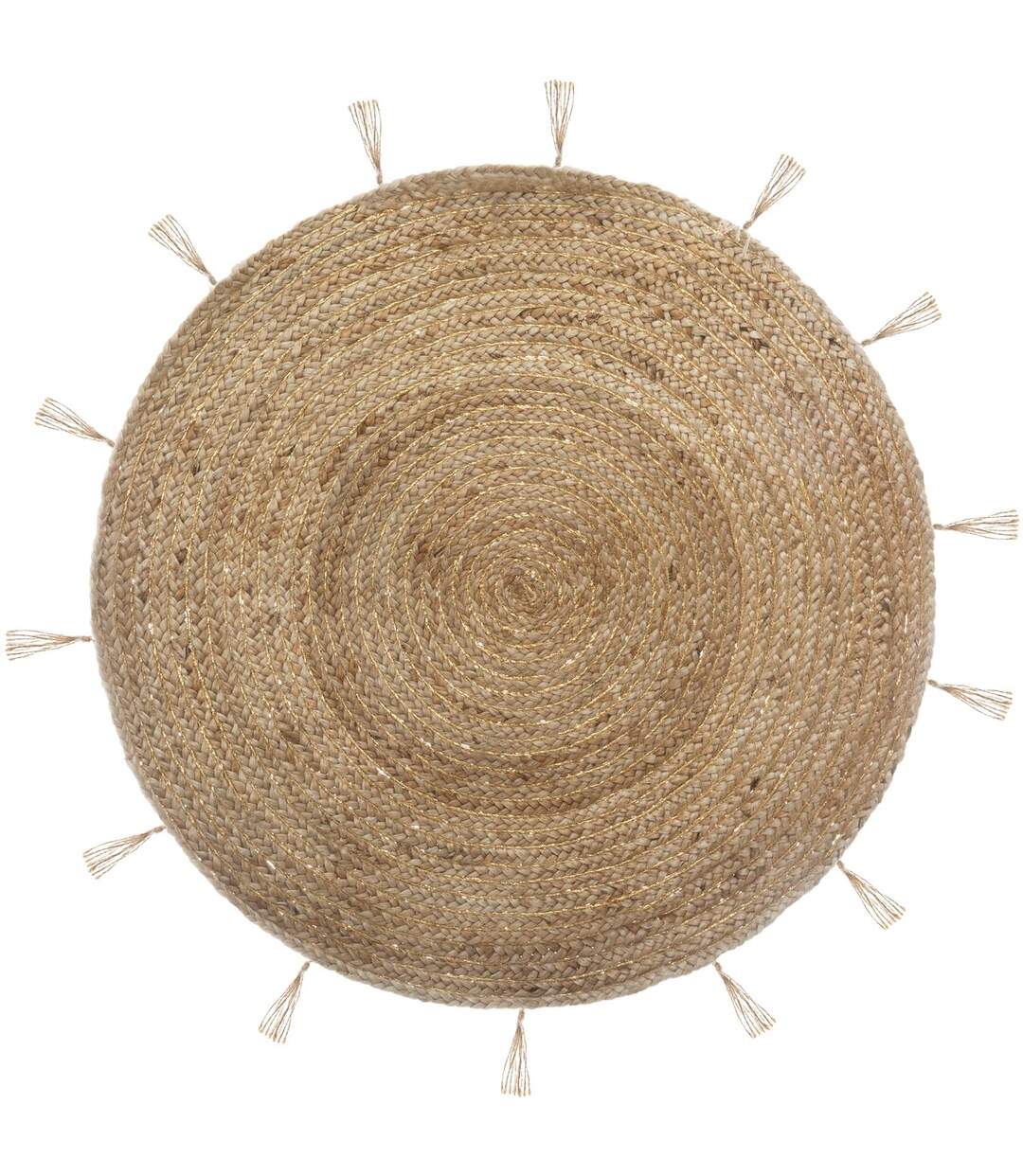 Tapis à franges rond en jute Cosy - Diam. 80 cm - Beige-1