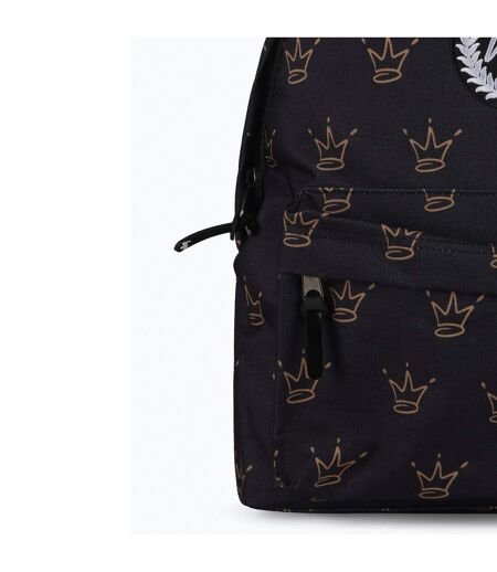 Unisex Black King Crown Pattern Backpack with Padded Straps | School Travel Bag