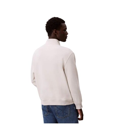 Mens Monogram Quarter Zip Sweatshirt Chalk Calvin Klein
