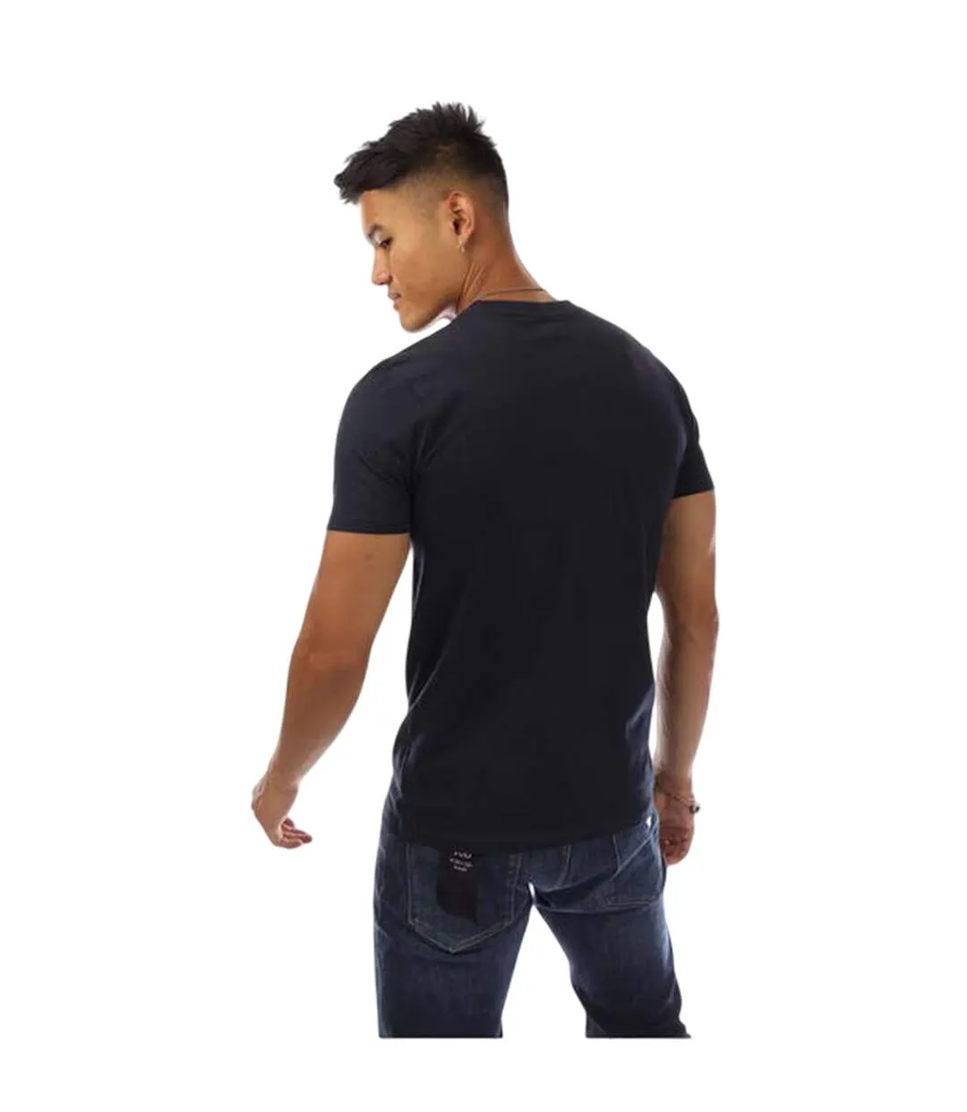 Mens Shield Logo Crew Neck T-shirt Navy White Aquascutum-2