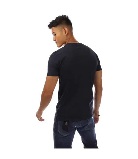 Mens Shield Logo Crew Neck T-shirt Navy White Aquascutum