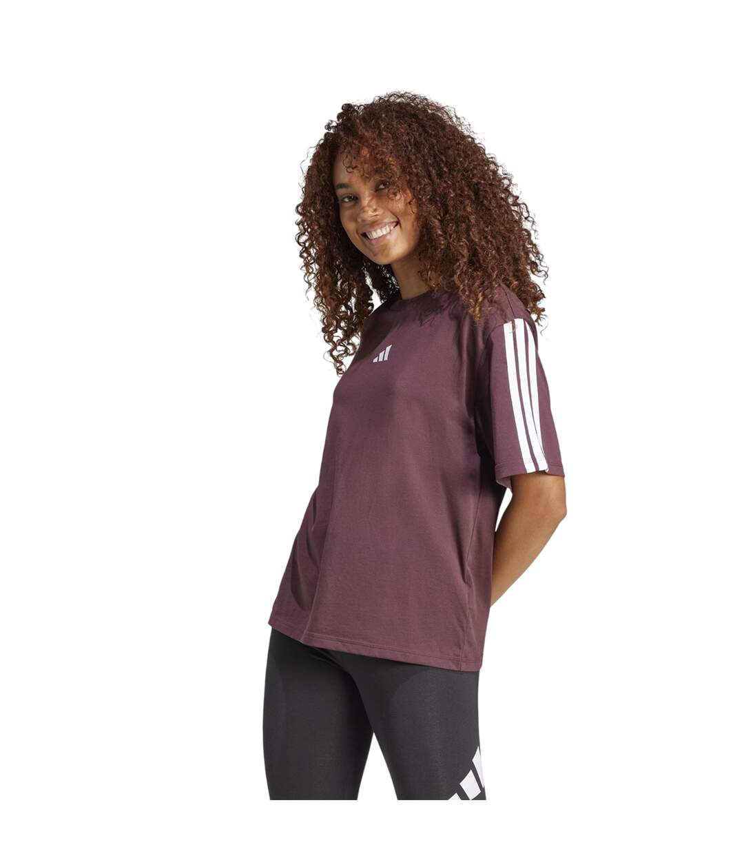 T-shirt Motif/style 3 Rayures Essentials Femme Rubis Adidas-4