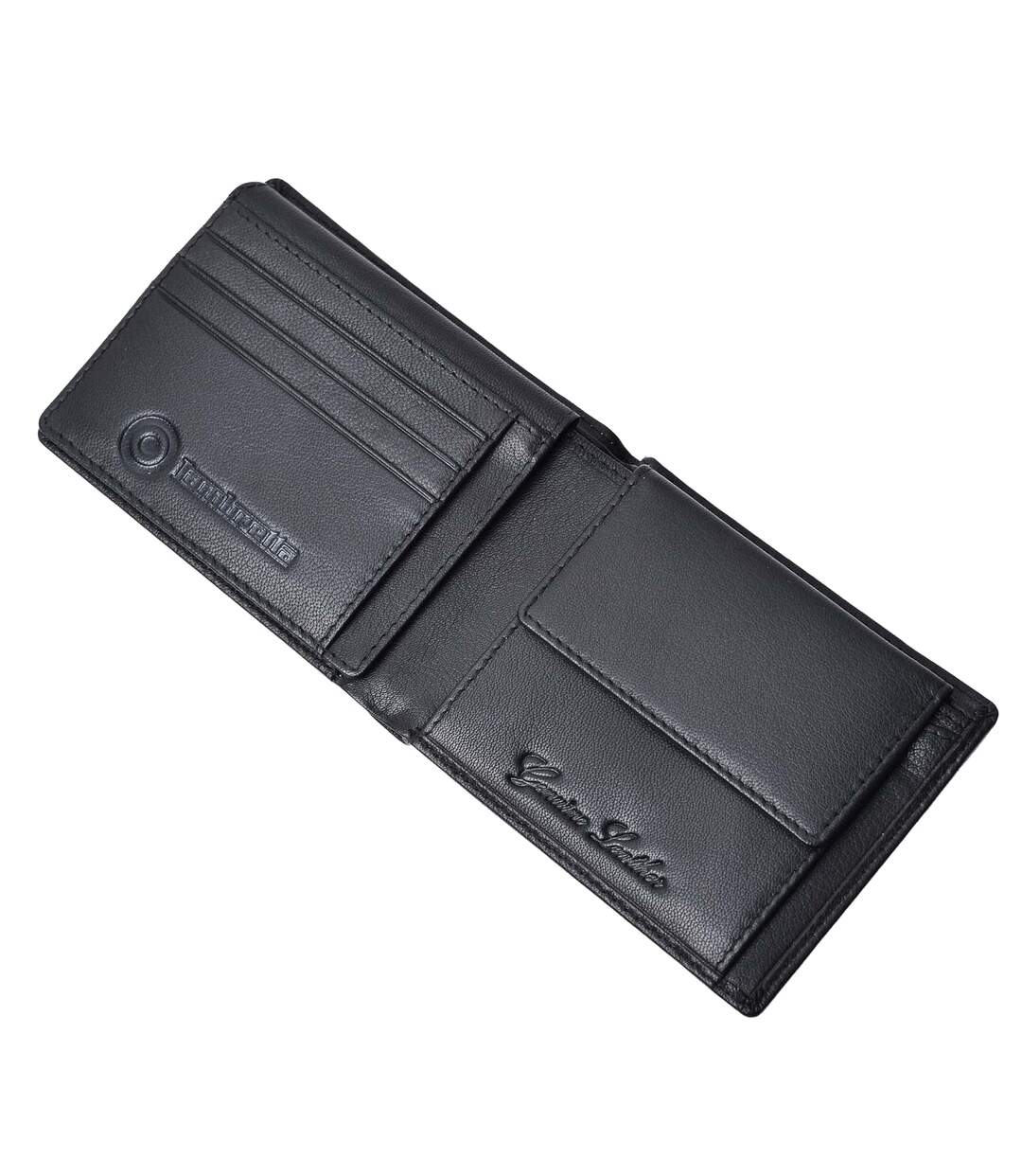 Logo Leather Wallet One Size Black Lambretta-3