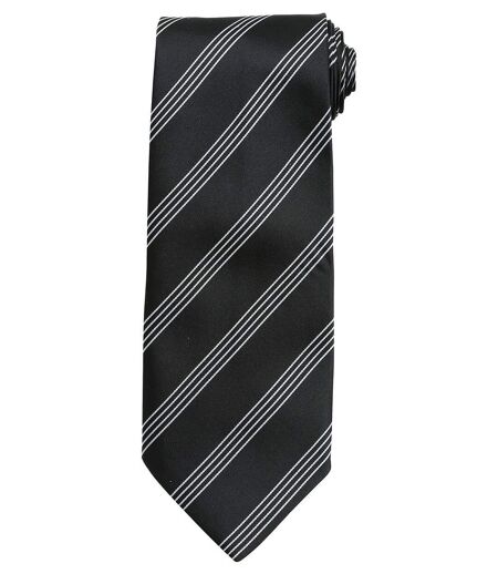 Cravate à 4 rayures - PB62 - noir rayé gris