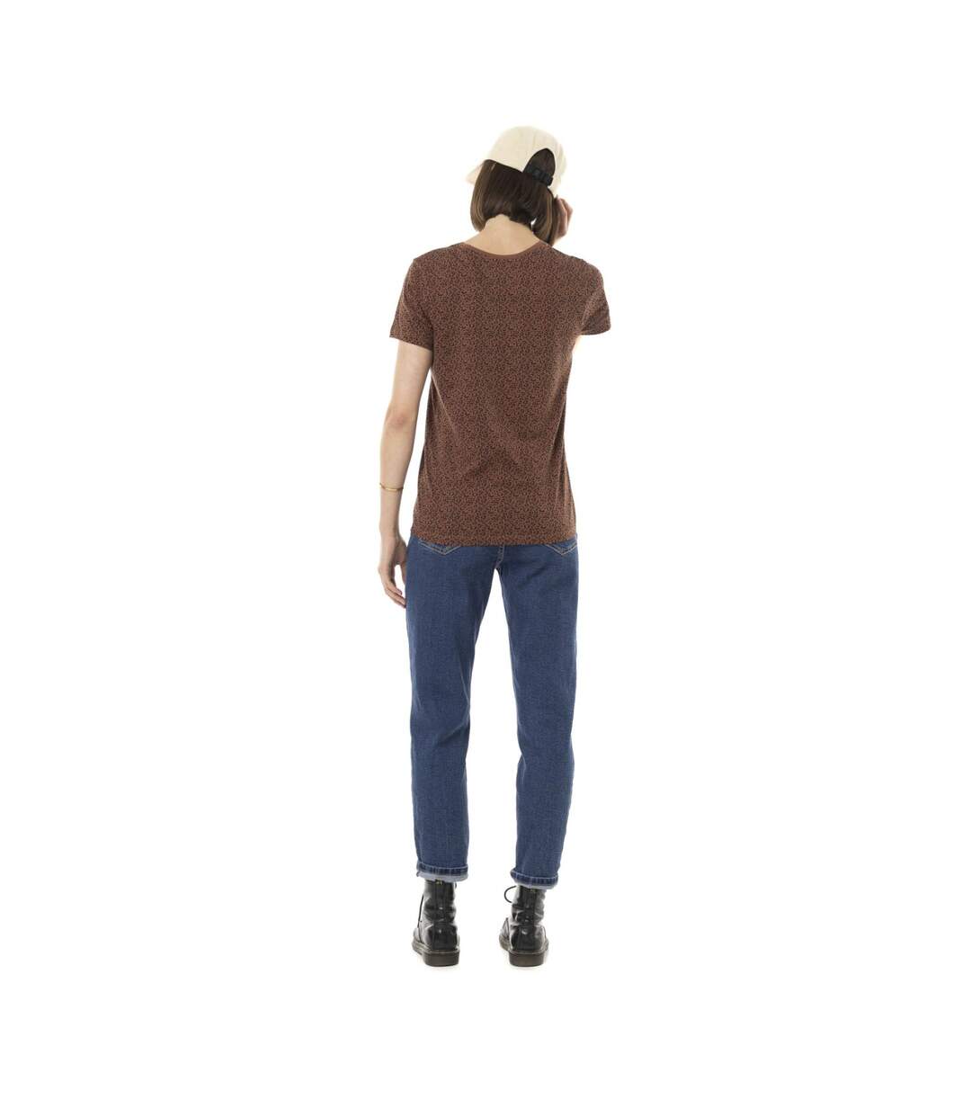 T-shirt femme col rond allover et print devant Leopard Vondutch-5