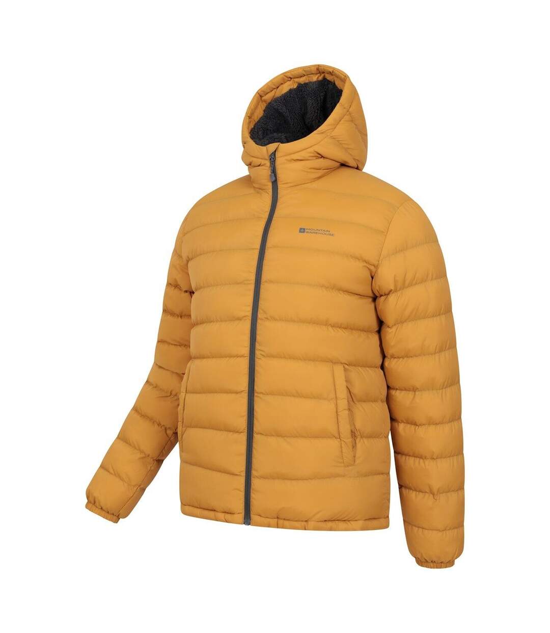 Mens seasons faux fur lined padded jacket mustard Mountain Warehouse