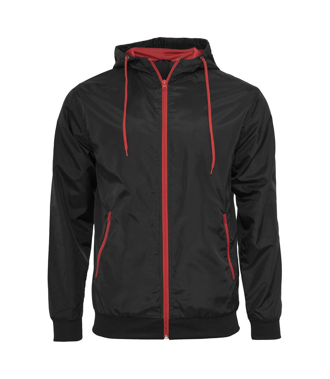 Unisex Adult Windrunner Jacket Black Red Build Your Brand-1