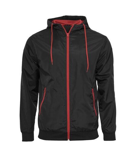 Unisex Adult Windrunner Jacket Black Red Build Your Brand