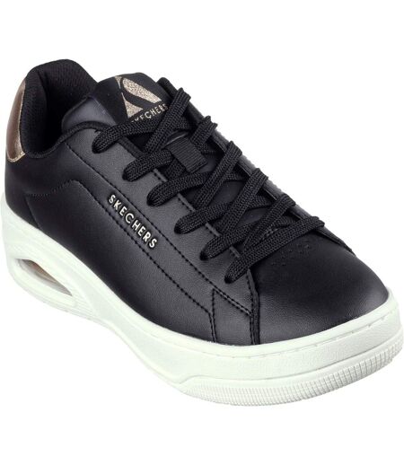 Womens/ladies uno court courted air trainers black/white Skechers