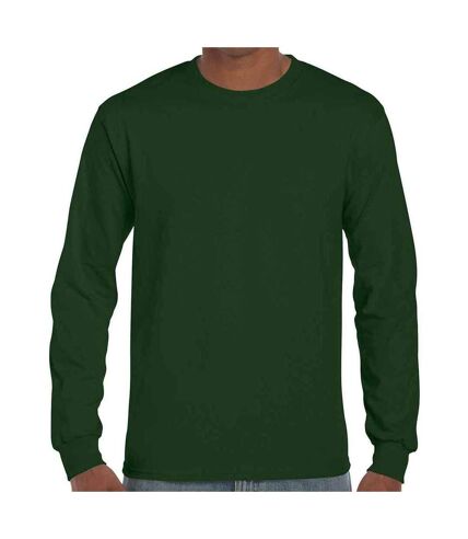 Unisex adult ultra plain cotton long-sleeved t-shirt forest green Gildan