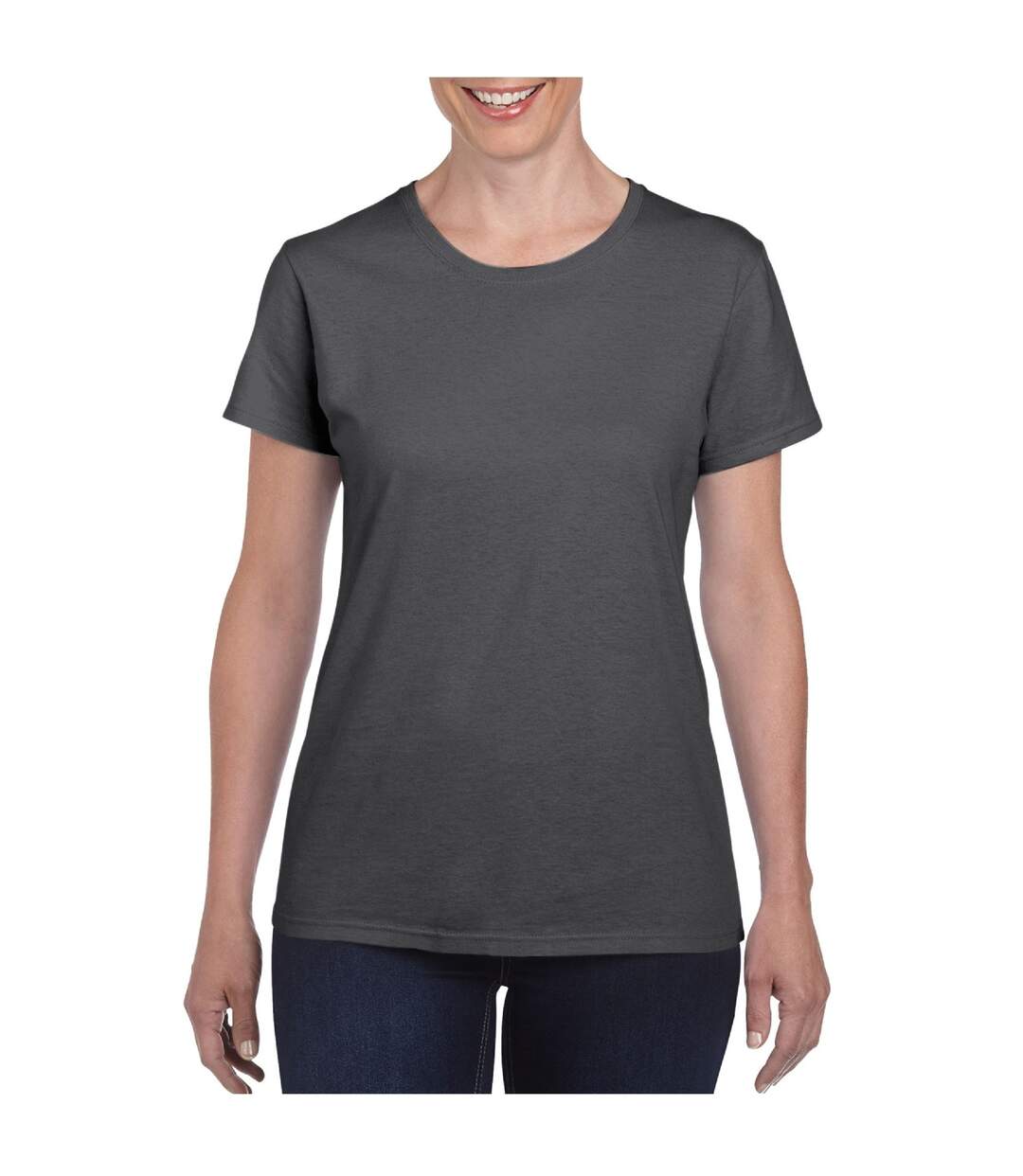 T-shirt à manches courtes coupe féminine femme gris foncé Gildan