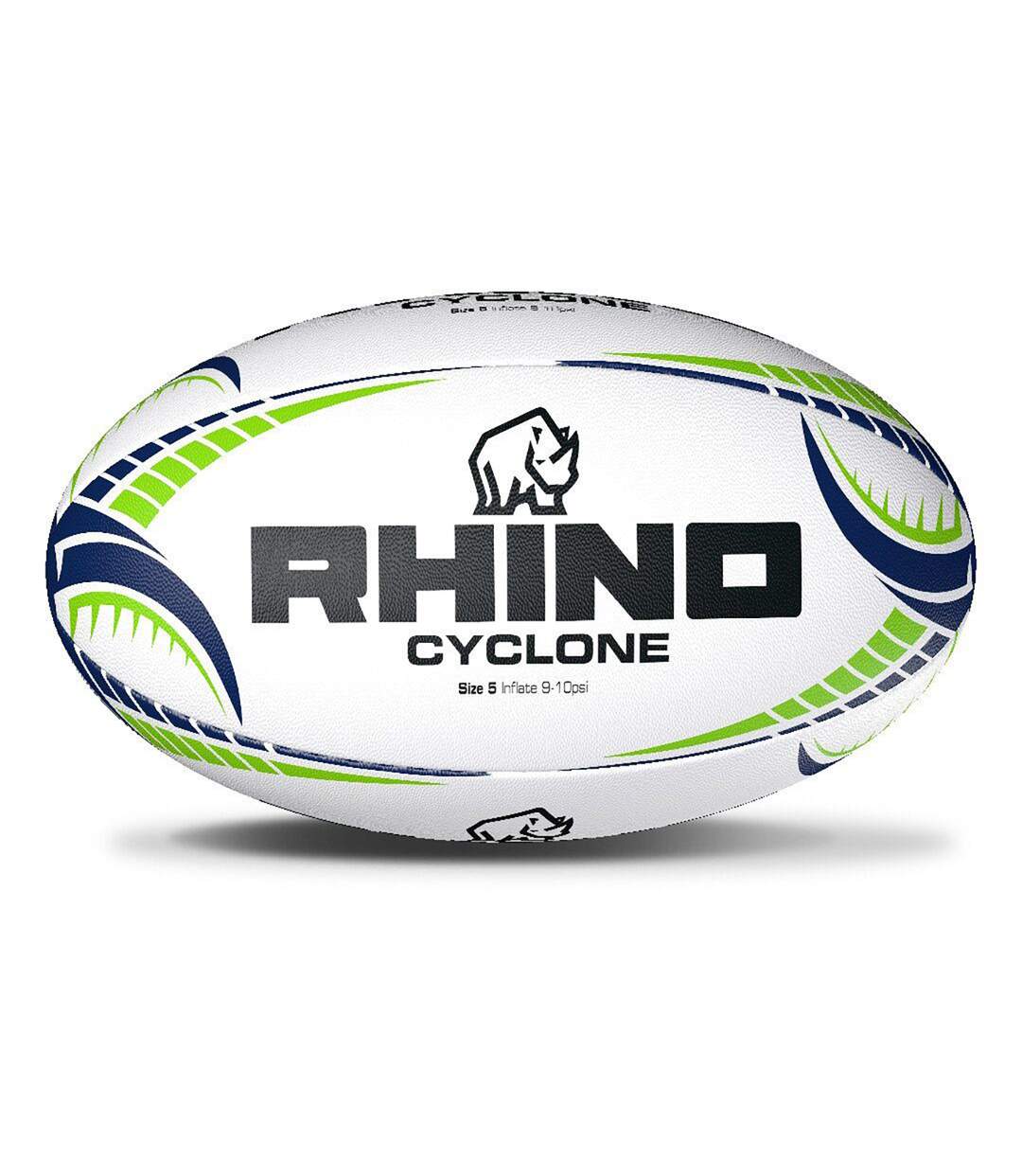 Ballon de rugby cyclone taille 5 blanc Rhino