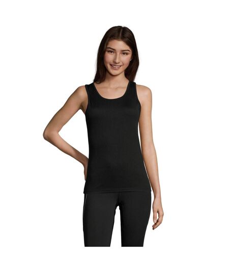 Womens/ladies Sporty Tank Top Black SOLS