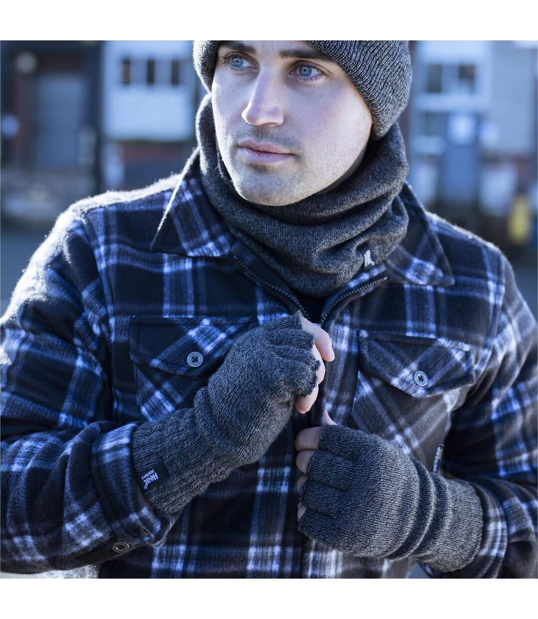 Gants Sans Doigts Homme Thermiques Doublés Polaire-4