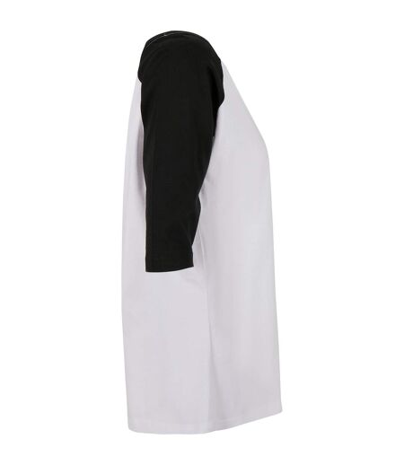 T-shirt Manches Raglan Motif/style Contrasté Femme Blanc Noir Build Your Brand
