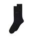 Lot De 2  Socquettes Motif/style Logo Adulte Noir Boss-2