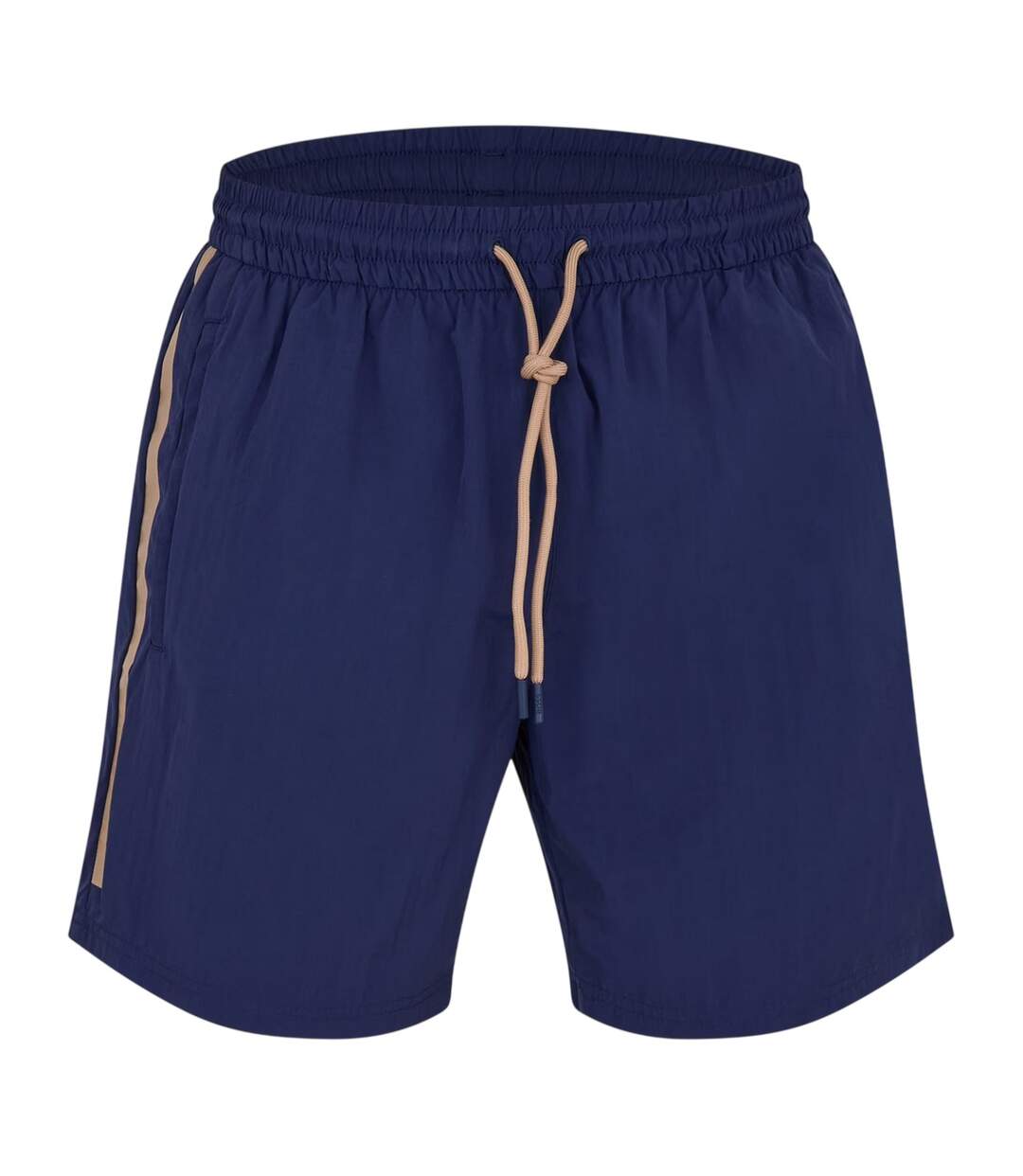 Mens Side Stripe Polyester Relaxed Fit Swim Shorts Navy Boss-1