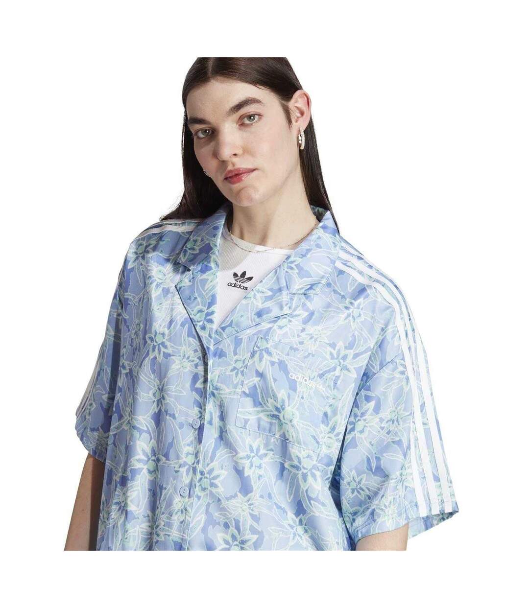 Chemise De Vacances Manches Courtes Motif/style Floral Originals Femme Bleu Adidas-4