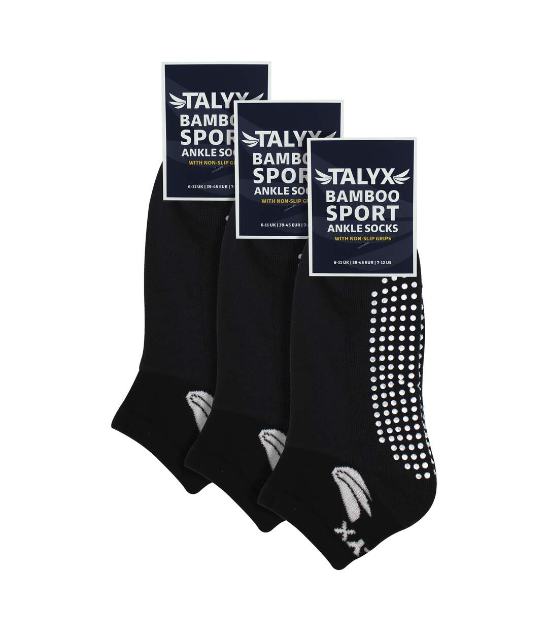 3 Pack Mens Bamboo Ankle Grip Socks | Reinforced Heel & Toe Soft Non Slip Socks-2