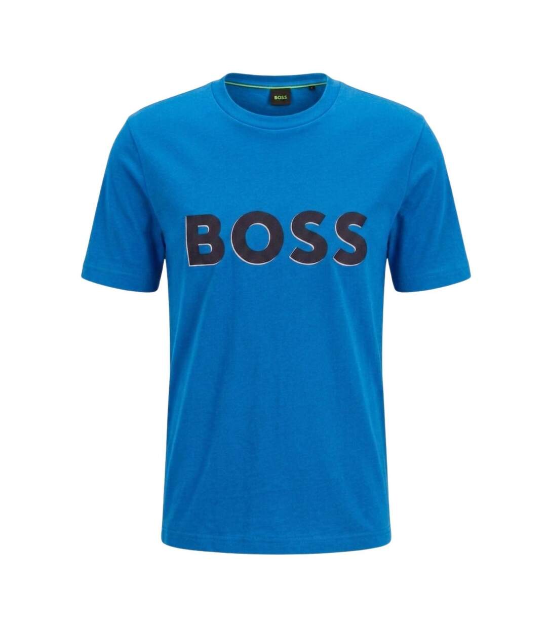 Mens Rubberised Logo Cotton T-shirt Blue Boss-1