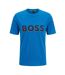 Mens Rubberised Logo Cotton T-shirt Blue Boss-1