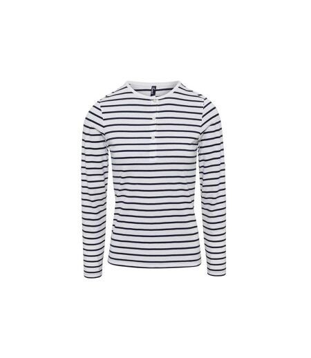 T-shirt Long John Femme Blanc Bleu Marine Premier