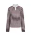 Womens/ladies Striped Long-sleeved Rugby Shirt Grey Burgundy Couture Club-1