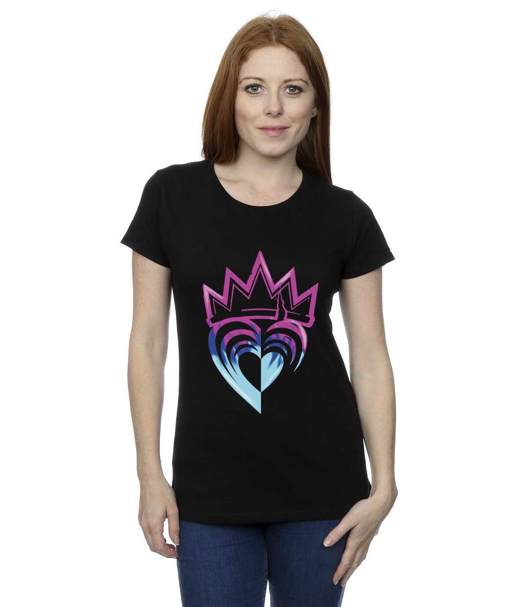 Disney - T-shirt DESCENDANTS PINK CROWN - Femme (Noir) - UTBI17738-2