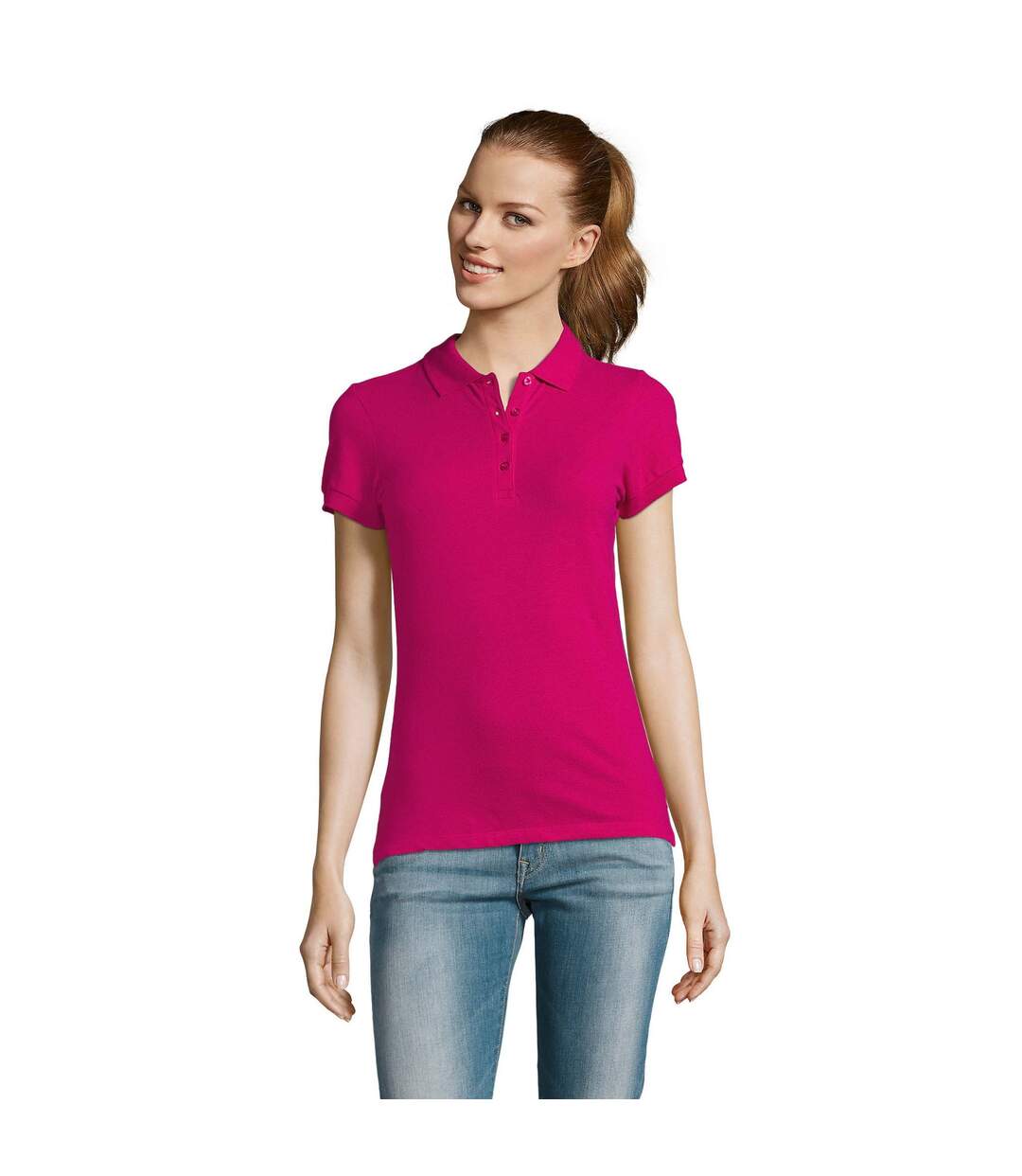 Passion polo 100% coton à manches courtes femme fuchsia SOLS