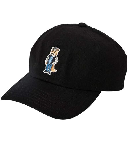 Mens Cotton Baseball Cap Black Maison Kitsuné