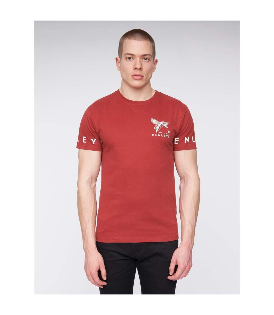 T-shirt homme rouge foncé Henleys-1