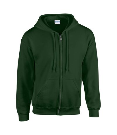 Gildan Heavy Blend Unisex Adult Full Zip Hooded Sweatshirt Top (Forest Green) - UTBC471