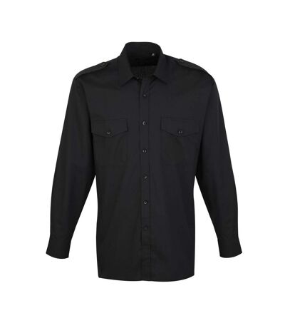 Premier Mens Long-Sleeved Pilot Shirt (Black)