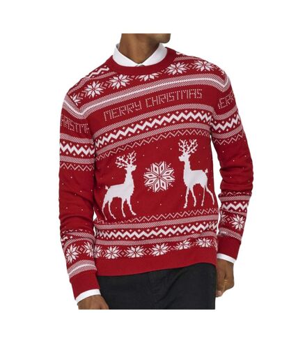 Pull de Noël Rouge/Blanc Homme Only & Sons Xmas - L