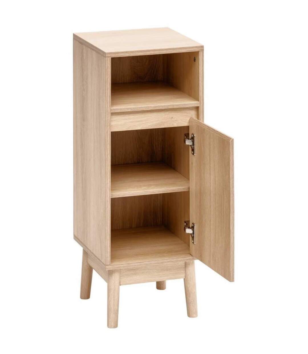 Meuble bas 1 porte et 1 niche effet bois naturel ABANA - Beige-3