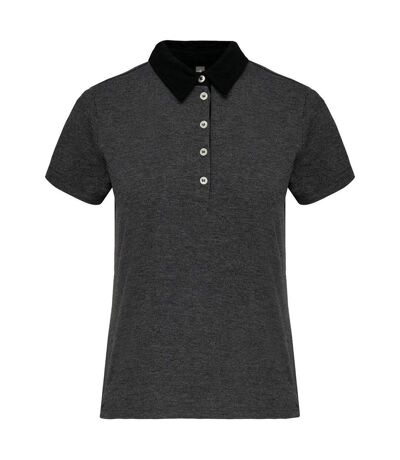 Polo bicolore pour femme - K261 - gris et noir