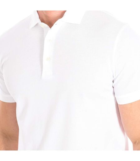 Short sleeve polo shirt with lapel collar WHITE man