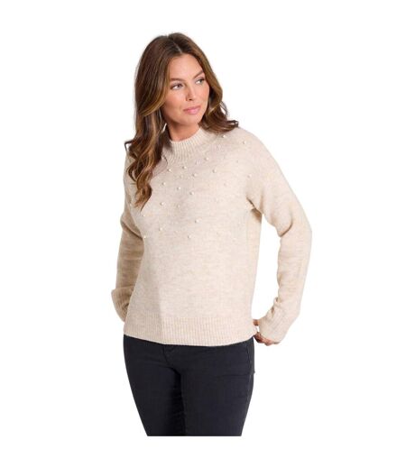 Sweat Manches Longues Motif/style Perle Femme Crème Be You