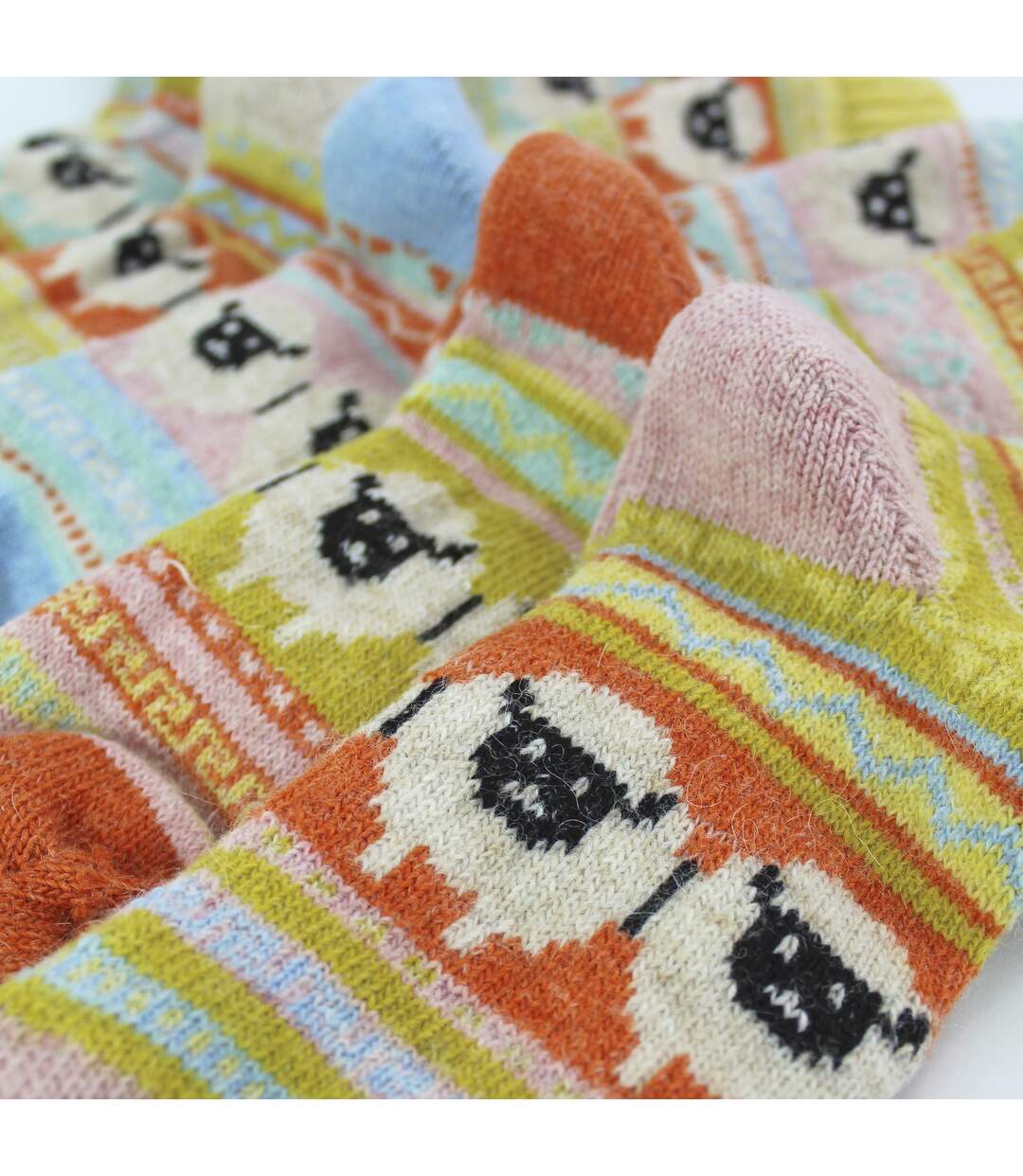 Lot de 12 chaussettes en alpaga pour femme avec motif mouton-4