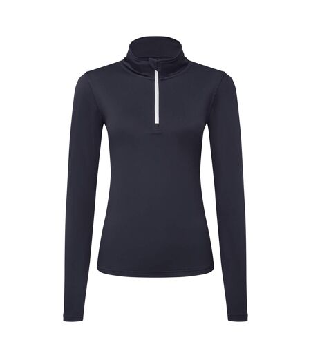 Haut De Sport Manches Longues Sport Femme Bleu Marine Foncé Blanc TriDri
