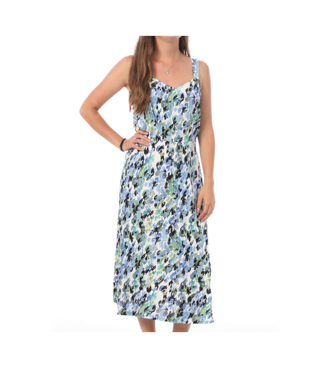 Robe Blanche/Bleu à Motifs Femme Vero Moda Easy Strap - L-1