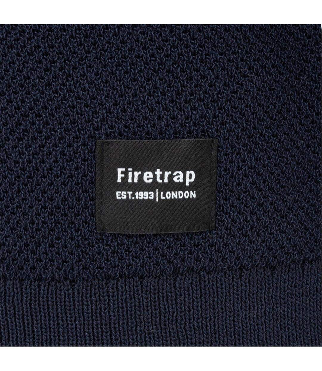 Mens Textured Collared Polo Shirt Blue Firetrap-4