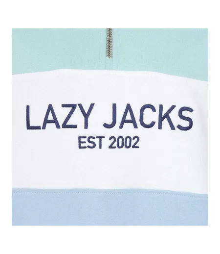 Womens/ladies Quarter Zip Sweatshirt Sky Mint Lazy Jacks