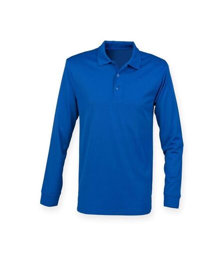 Henbury Adults Unisex Long Sleeve Coolplus Piqu Polo Shirt (Royal Blue) - UTPC3836