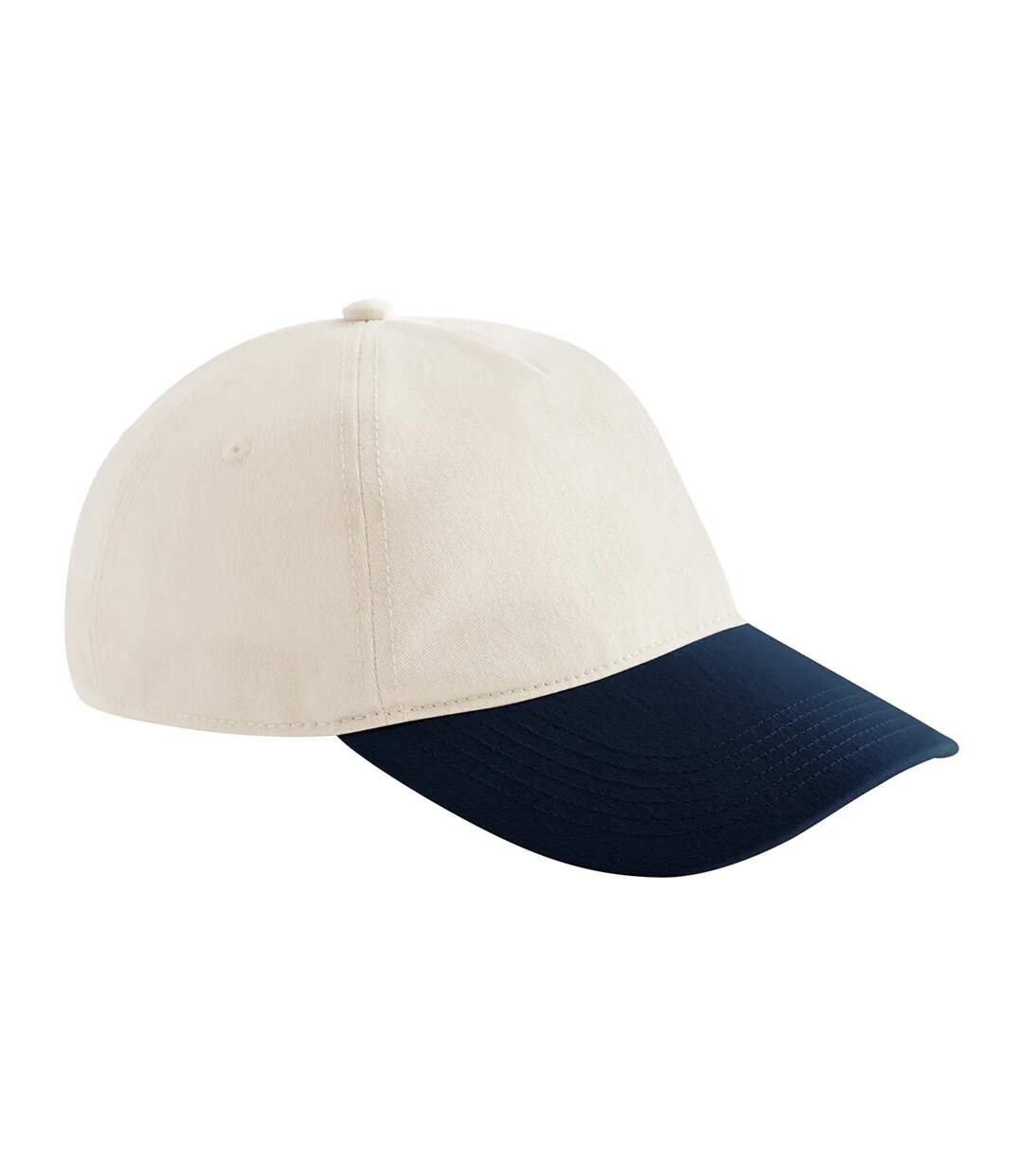Leisure Contrast Peak Baseball Cap Natural French Navy Beechfield-1