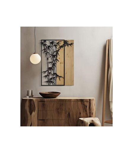Décoration Murale Encadrée Bambou 80cm Noir & Naturel