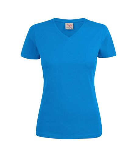 Womens/ladies V Neck T-shirt Ocean Blue Printer