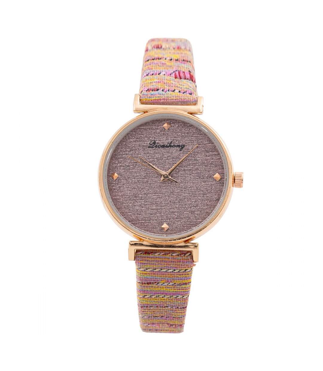 Splendide Montre Femme Rose Strass CHTIME-1