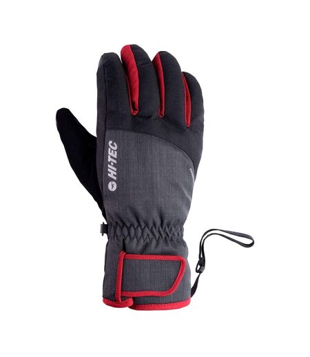 Hi-Tec Mens Huri Logo Ski Gloves (Ebony Melange/Merlot) - UTIG329